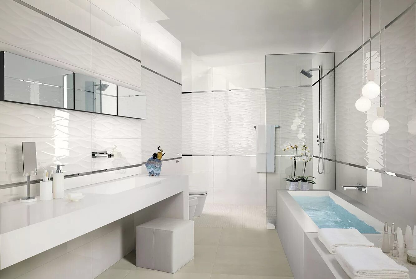 Плитка в ванную 2024 фото fPK7 Lumina Stripes White Extra Matt RT 50x120 плитка FAP Ceramiche, Италия - ку