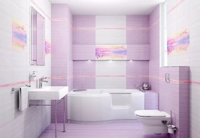 Плитка в ванную комнату фото купить Керамика Классик Эир розовый P4D284 40x80 - Панно Ceramica Classic Air розовый, 