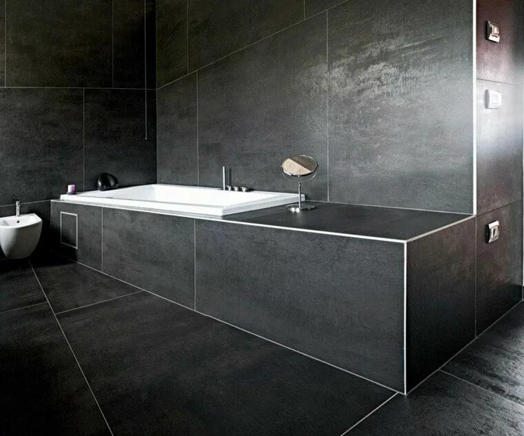 Плитка в ванную комнату под бетон фото Bathroom concrete polished for a trendy amenagement Furniture Design & Decoratio