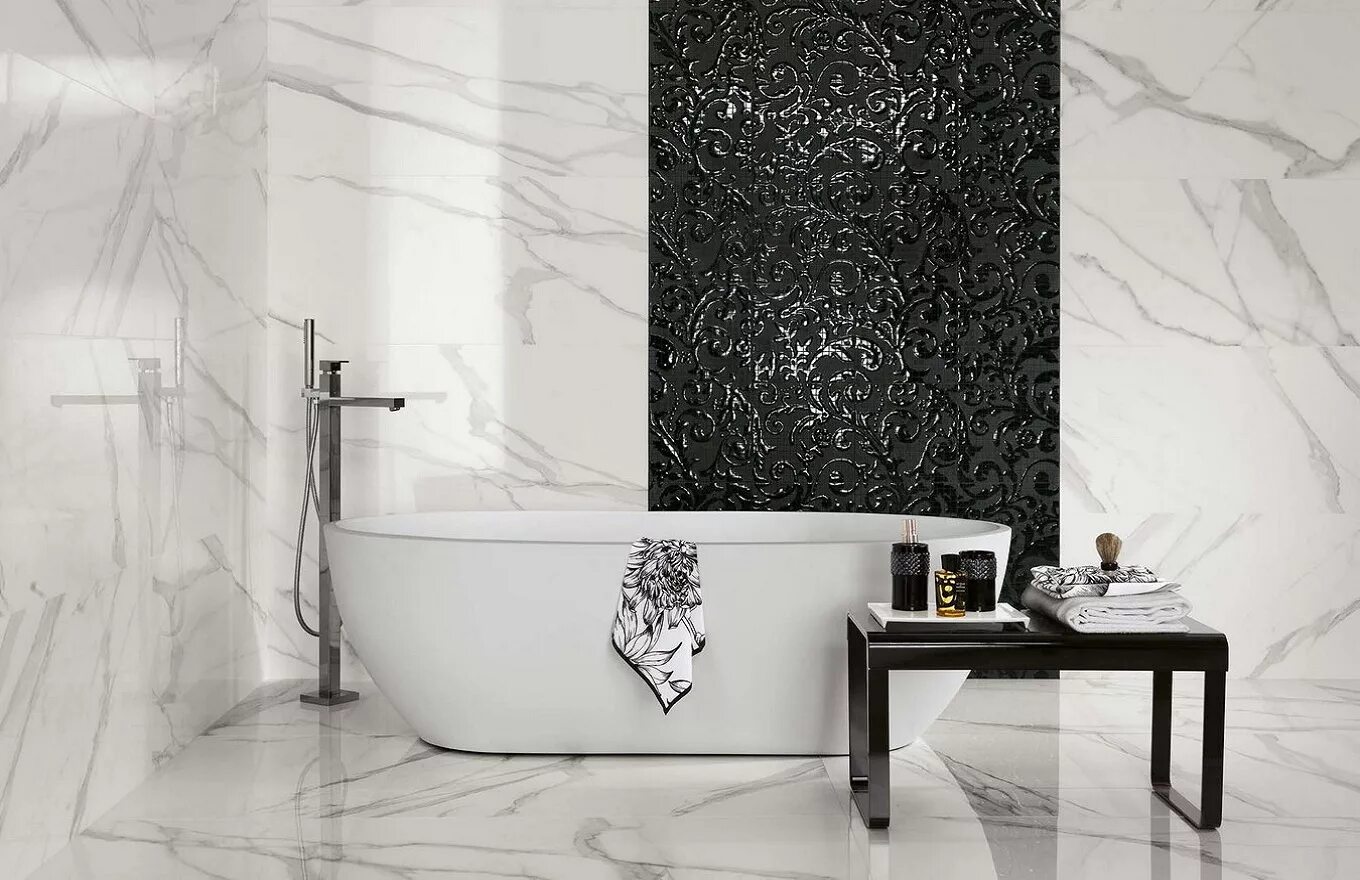 Плитка в ванную на стену дизайн фото Плитка Roma Deco 20 Calacatta Imperiale Mix 20x20, Fap Ceramiche, Италия - цена,