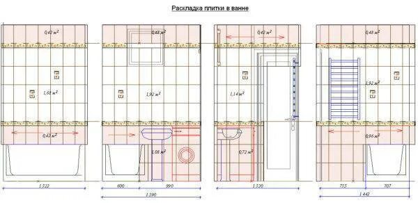 Плитка в ванную размеры фото Кафельная плитка для ванной комнаты: инструкция по монтажу, расчет и раскладка с