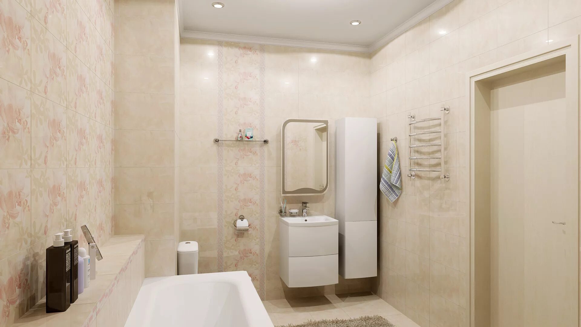 Плитка в ванную светлых тонов фото Каталог GENTLE 25*35 Декор бежевый Cersanit