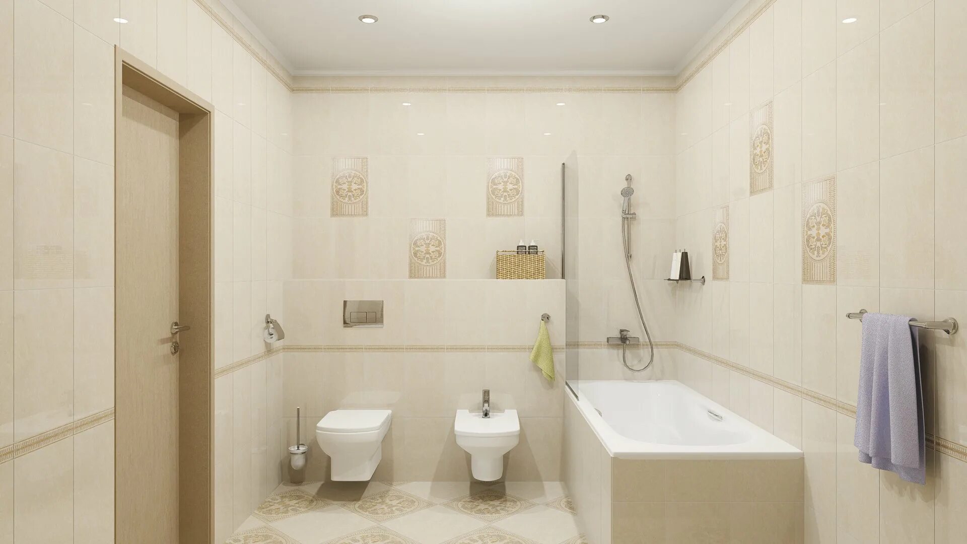 Плитка в ванную светлых тонов фото Коллекция Kerama Marazzi Феличе - интернет-магазин Отделкино City