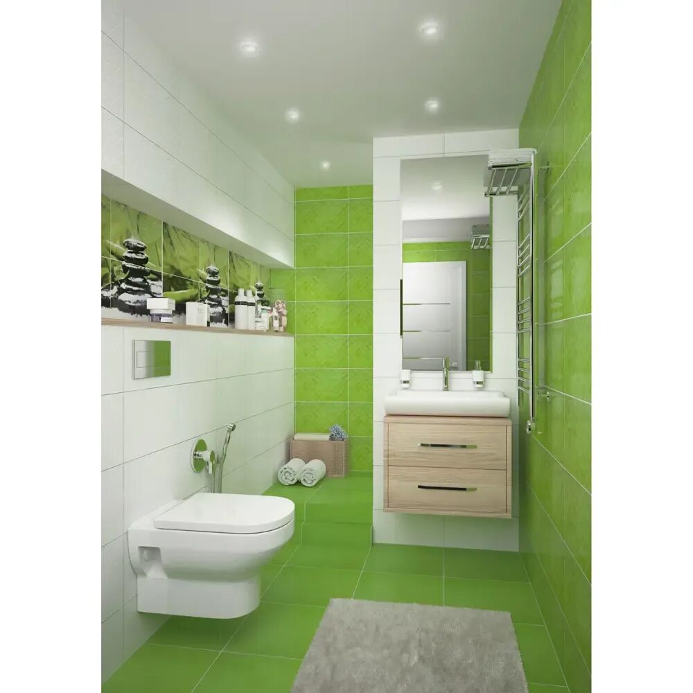 Плитка ванная леруа мерлен фото Плитка настенная Golden Tile "Relax" 25х40 см 1.5 м2 цвет белый - купить в Нижне