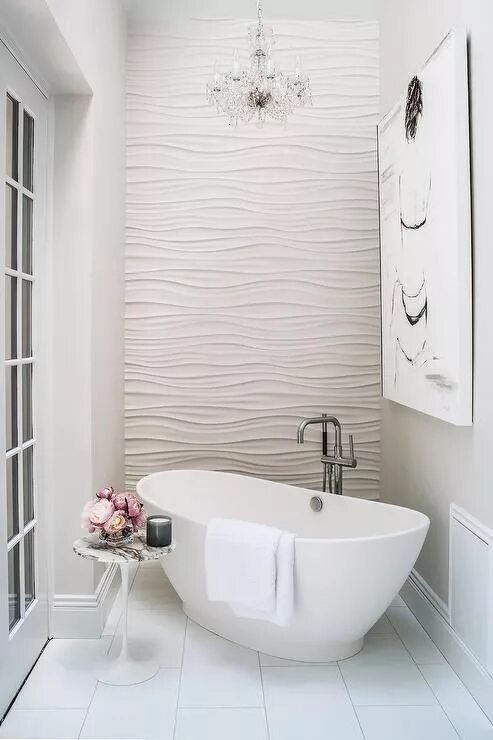 Плитка волна фото ванна Bathroom Remodel: Adding the Free Standing Tub What's Hot by JIGSAW DESIGN GROUP