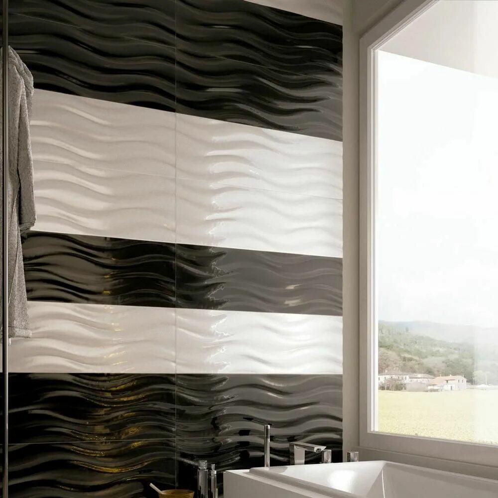 Плитка волна фото ванна Calypso Wavy Blanco Ceramic Tile Bathroom furniture design, Contemporary bedroom
