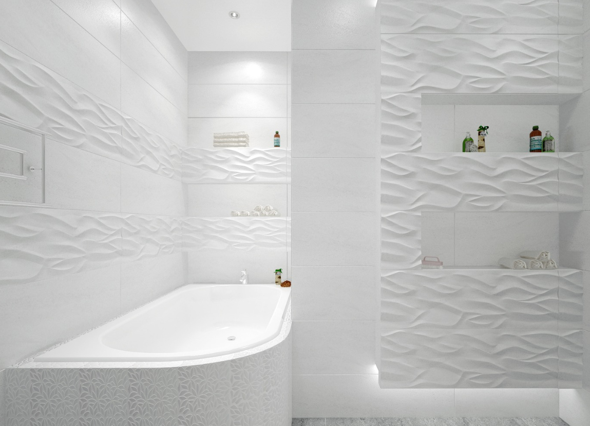 Плитка волна фото ванна Miracel White Polished 90x90 Sina Tile - Керамогранит Сина Тайл 2708 Мирасел Вай