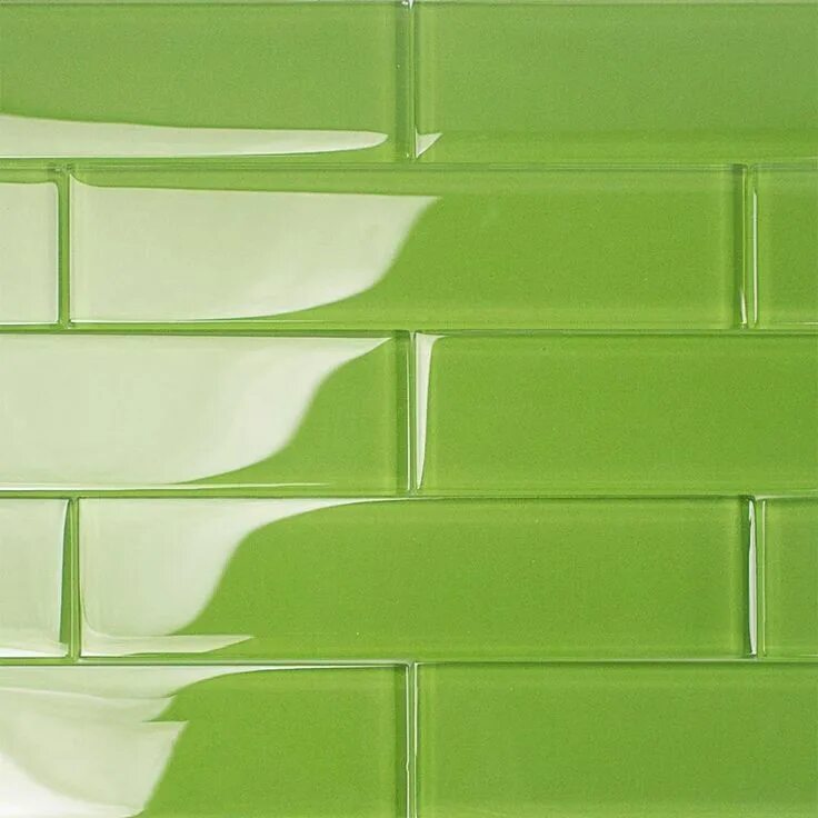 Плитка зеленого цвета фото Ivy Hill Tile Contempo Apple Lime 2 in. x 8 in. x 8mm Polished Glass Floor and W