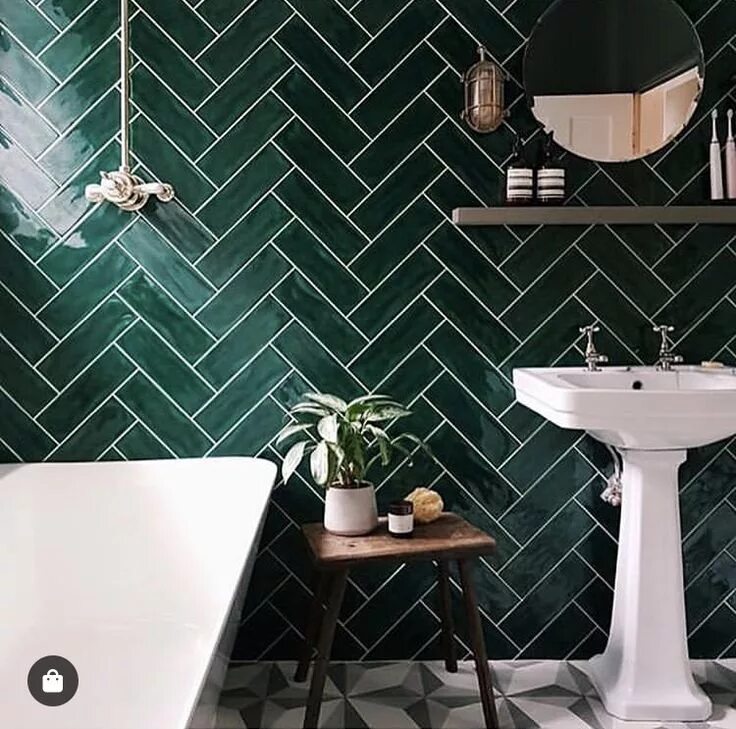 Плитка зеленого цвета фото Gorgeous look from Bert and May combining Black Otura floor tiles with glazed gr