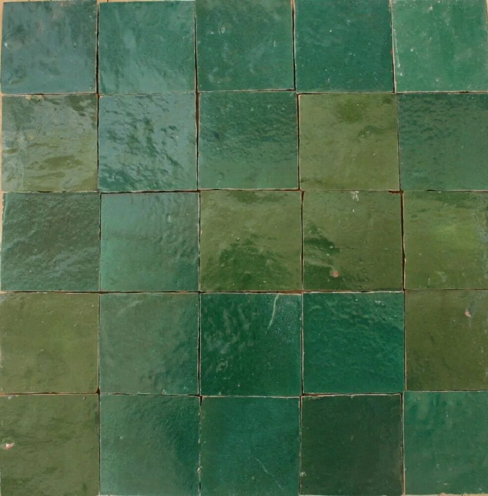 Плитка зеленого цвета фото 0,20m² 22.- Zellige Tonfliesen gebrannte Dekor Cotto Fliese 10x10cm perlgrün gla