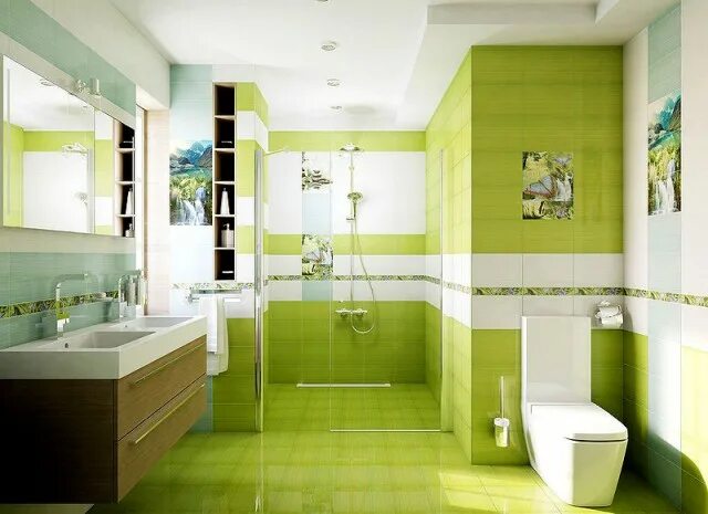 Плитка зеленого цвета фото Глори бабочки B300D260 30x4.5 - Бордюр Муза-Керамика Glory зеленый купить в Моск