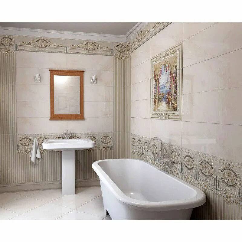 Плитки для ванной в нальчике фото Декор Europa Ceramica Dec Acuarela Losanga 22,5х45 см купить в Москве в Плитка А