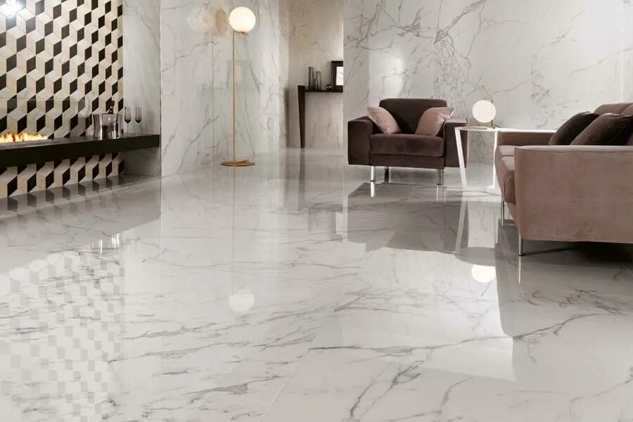 Плитки керамогранит для пола цена фото Extra Calacatta матовый 57x57 GFA57ECL04R Alma Ceramica - Керамогранит Альма Кер