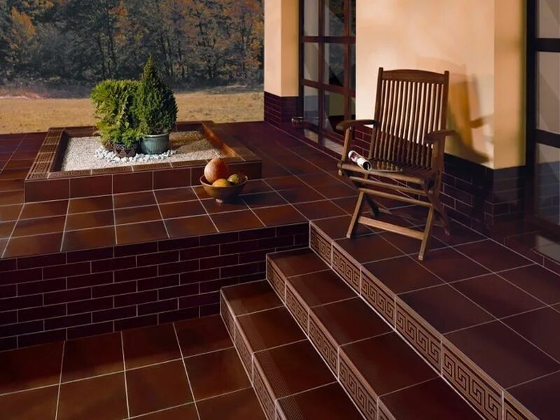Плитки клинкерные фото цена Country Wisnia Tread 30x30 Cerrad - Ступень Керрад Кантри Вишня Тред бордовый, м
