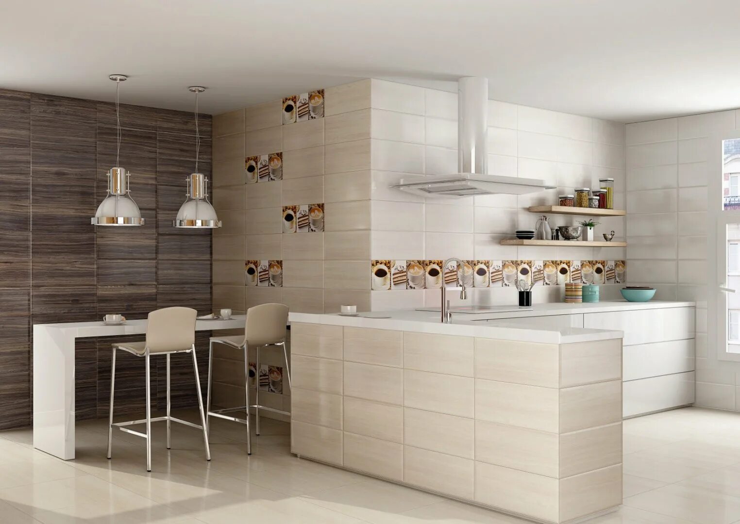 Плитки на кухню фото современная кухня Sky Soho Blanco 25x50 Super Ceramica - Плитка 9110-01 Супер Керамика Скай Сохо Б