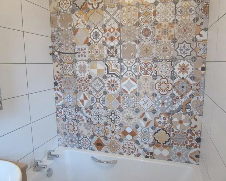 Плитки пэчворк фото Patchwork tiled feature wall in my new ensuite bathroom - by Adaliza Patchwork t