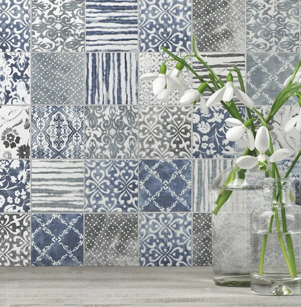 Плитки пэчворк фото Patchwork Backsplash for Country Style Kitchen Ideas - Homestead by Artistic Til