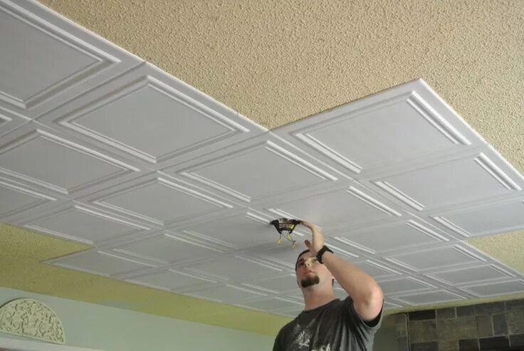 Плитки потолок пенопласта фото Budget upgrade Good Bye Popcorn Ceiling Diy home improvement, Home diy, Home rep