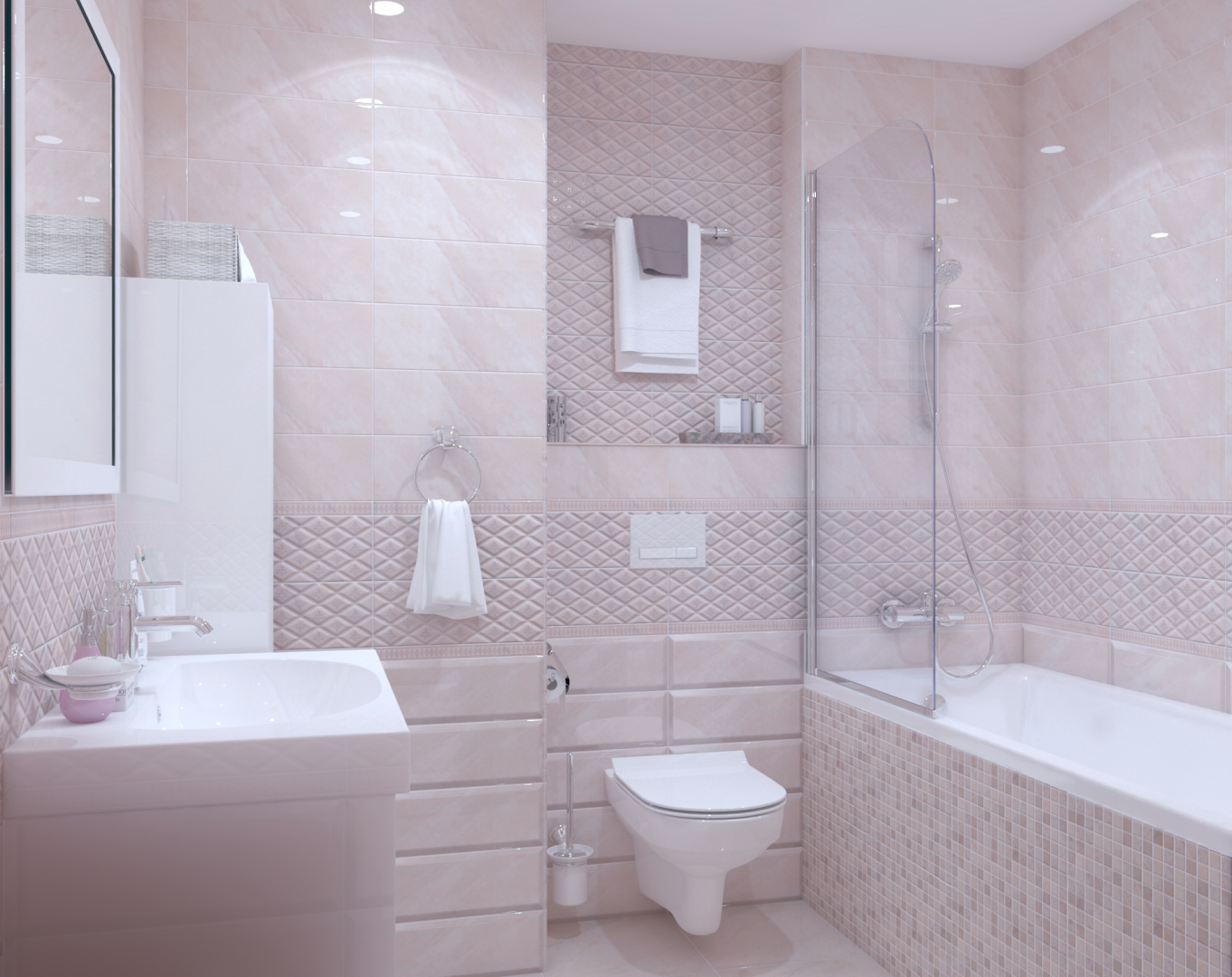 Плитки в ванную готовое фото Дизайн-проект из плитки и керамогранита Kerama Marazzi Флораль - интернет-магази