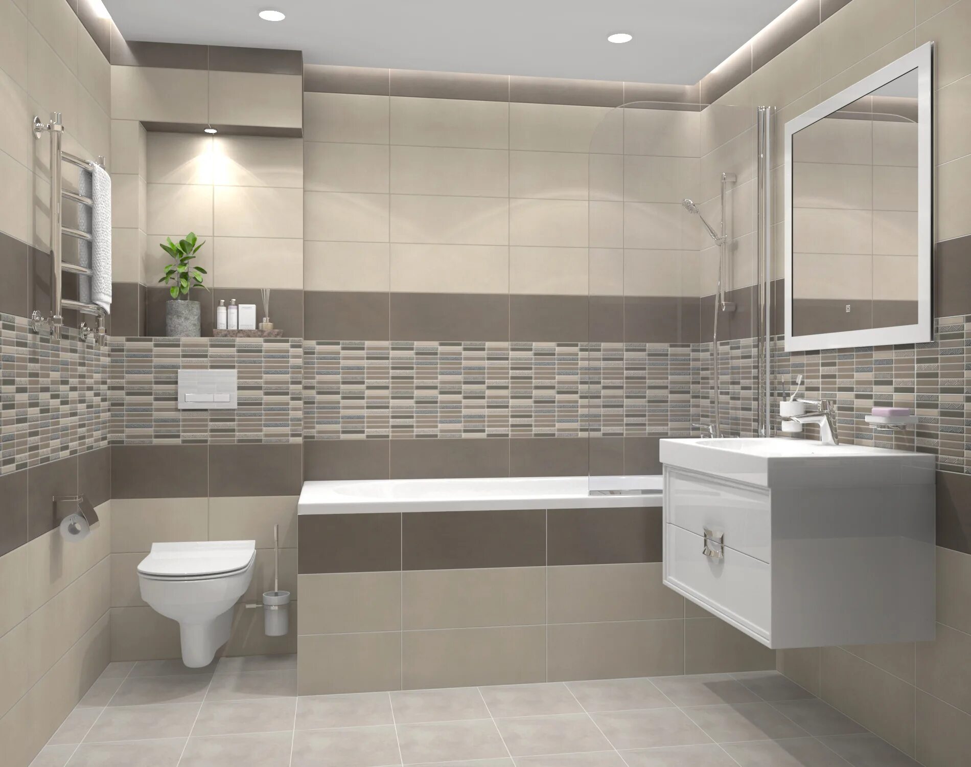 Плитки в ванную готовое фото Дизайн-проект из плитки и керамогранита Kerama Marazzi Параллель 1 - интернет-ма