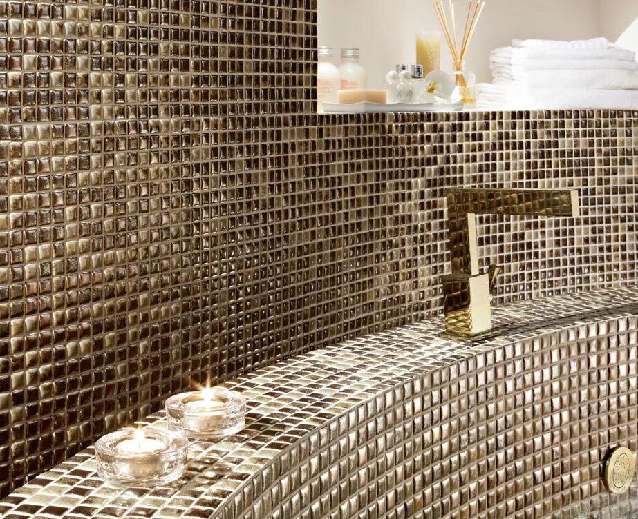 Плитку мозаика в ванной фото Mosaic Desert Gold 31.2x31.2 Marmocer - Мозаика Мармосер Мозаик Десерт Голд беже