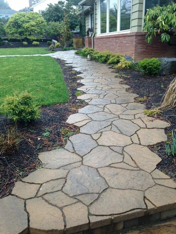 Плитняк на даче своими руками Nice walkway in Happy Valley Garden design, Backyard walkway, Backyard landscapi