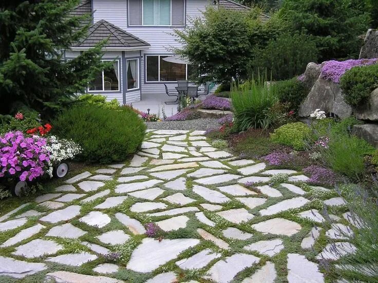 Плитняк в ландшафтном дизайне фото 75 Walkway Ideas & Designs (Brick, Paver & Flagstone) Flagstone patio design, Ga