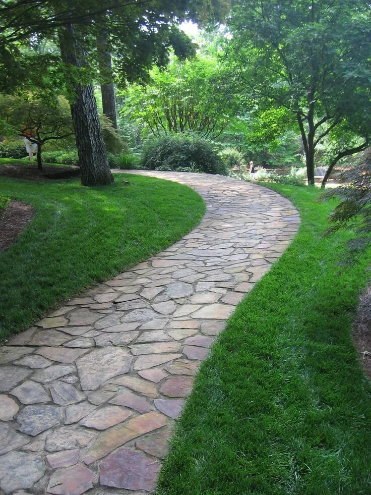 Плитняк в ландшафтном дизайне фото Garden design, Backyard walkway, Walkway landscaping