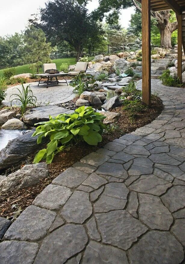 Плитняк в ландшафтном дизайне фото Pin by Melody K on outside and stuff Garden design, Landscaping with rocks, Back
