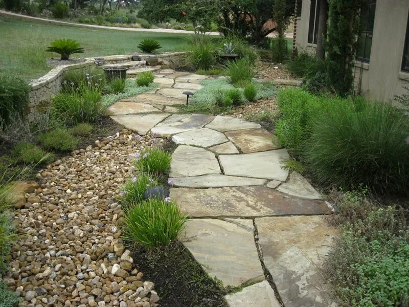 Плитняк в ландшафтном дизайне фото Dry Creek Beds Water wise landscaping