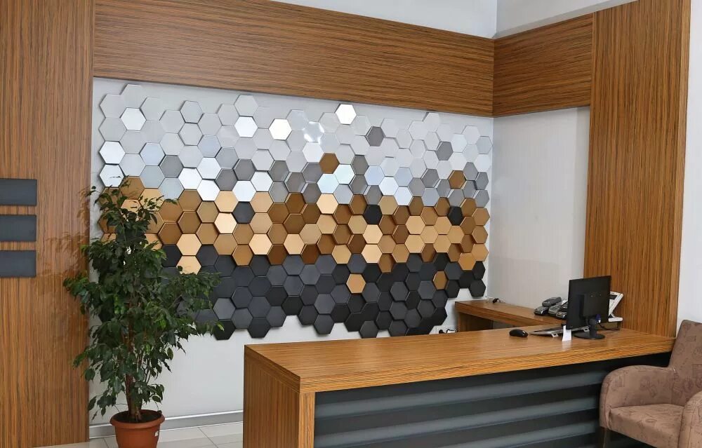 Плиты на стену декоративные для интерьера P-104-4 Altın PVC Panel