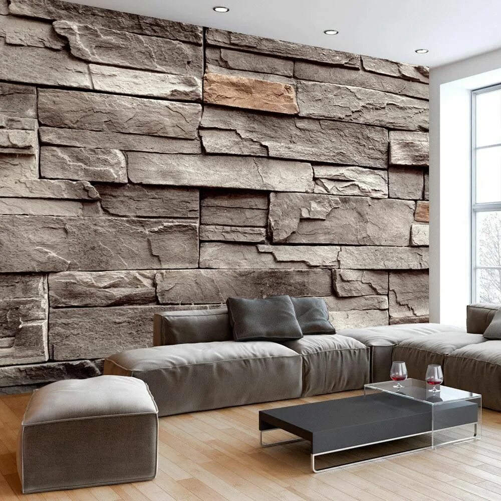 Плиты на стену декоративные для интерьера Peel and stick wall mural - Wall of Silence - 135x96.5 Fototapete steinoptik, Ta