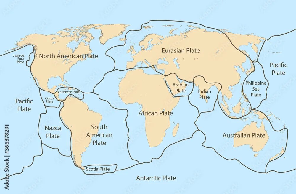 Плиты земли фото Tectonic plate earth map. Continental ocean pacific, volcano lithosphere geograp