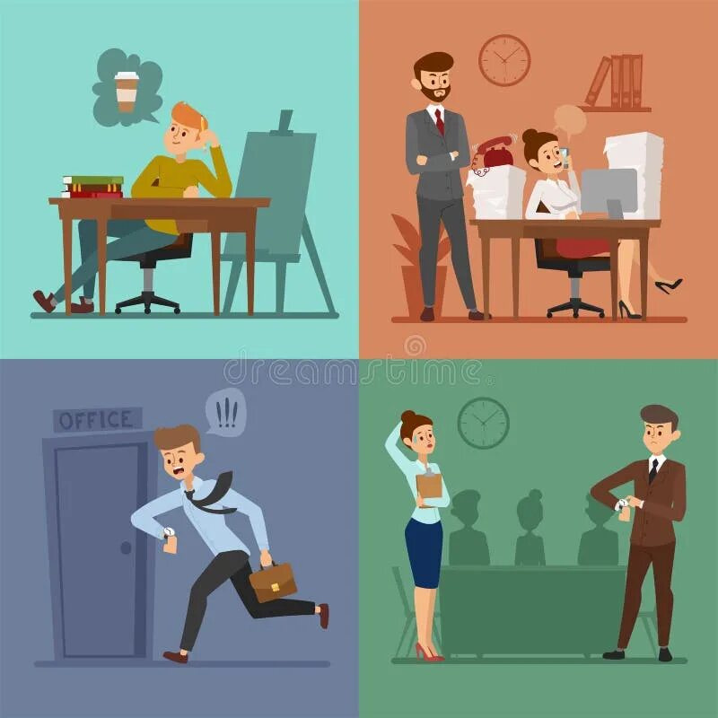Плохой работник картинка Business Work Time Lag Vector Stock Vector - Illustration of funny, executive: 6