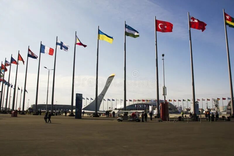 Площадь флага сочи фото Olympic Park in Sochi editorial photo. Image of flag - 37821286