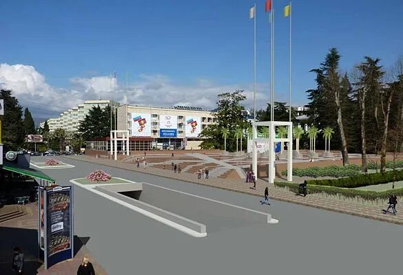 Площадь флага сочи фото Новый вариант площади перед администрацией