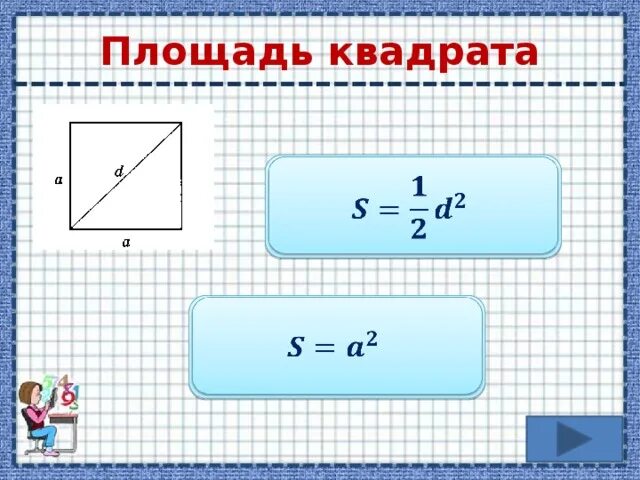 Площадь квадрата фото Площади фигур Источник презентации: http://mirmatematiki.ru/7-klass/106-ploschad