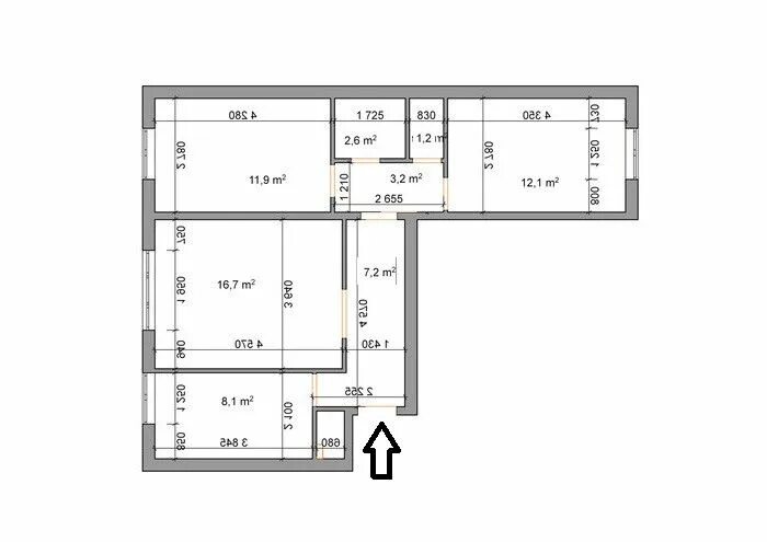 Площадь квартиры улучшенной планировки Купить 3-комнатную квартиру, 63.4 м² по адресу Свердловская область, Екатеринбур