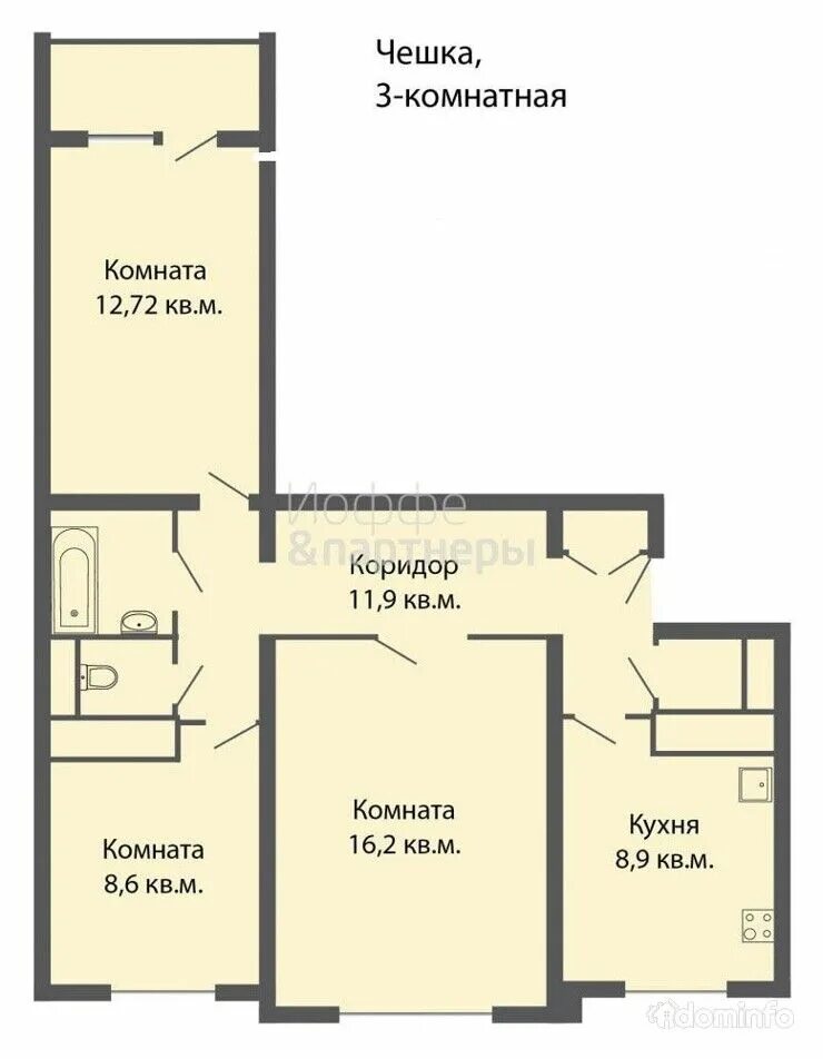Площадь квартиры улучшенной планировки 3-комнатная квартира. г. Минск, ул. Сухаревская, 17 в Минский район, цена 245645