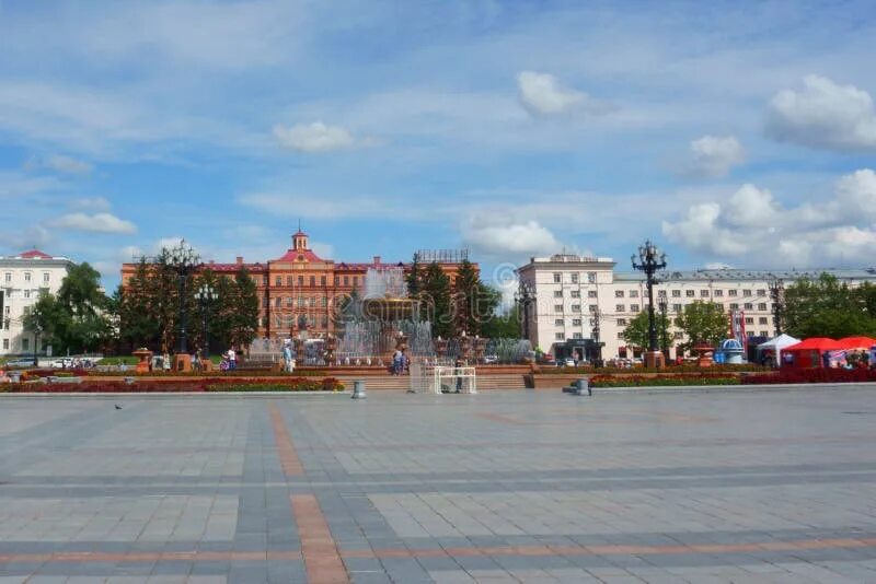 Площадь ленина хабаровск фото Khabarovsk / Russia - September 02 2018: Distribution of Soldiers Porridge in Le