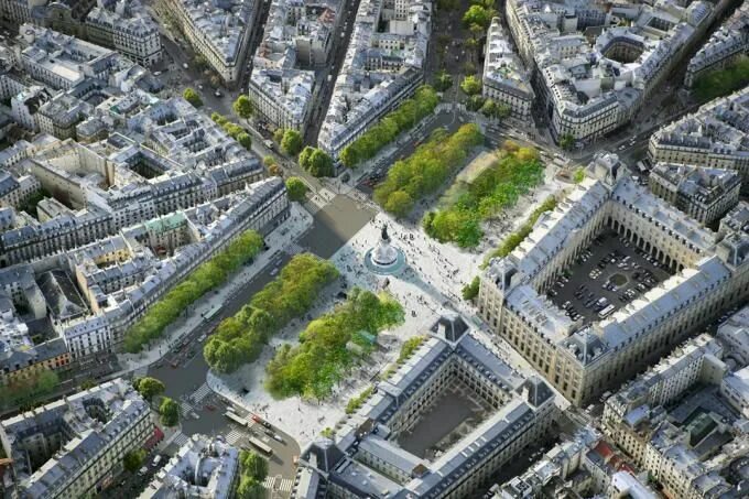 Площадь парижа фото The largest pedestrian square in Paris by TVK. The Strength of Architecture From