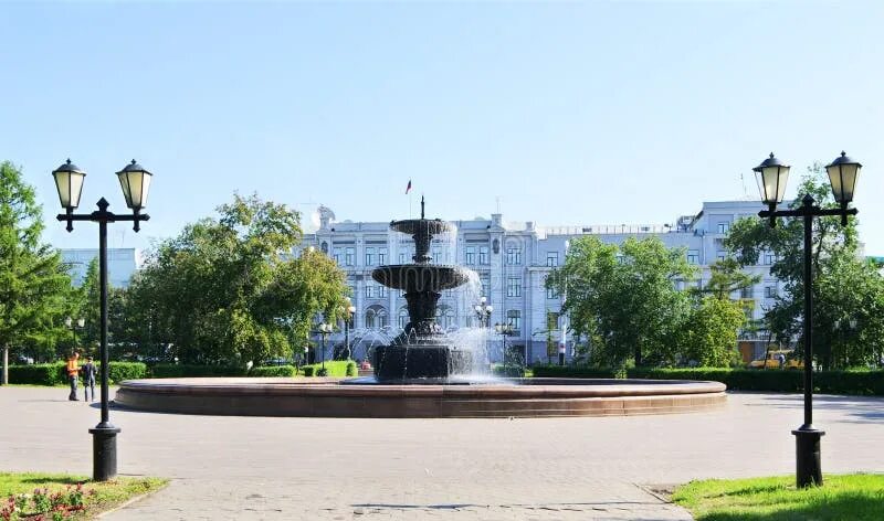 Площадь победы омск фото Gush fountain Omsk Russia stock photo. Image of fountain - 23625682