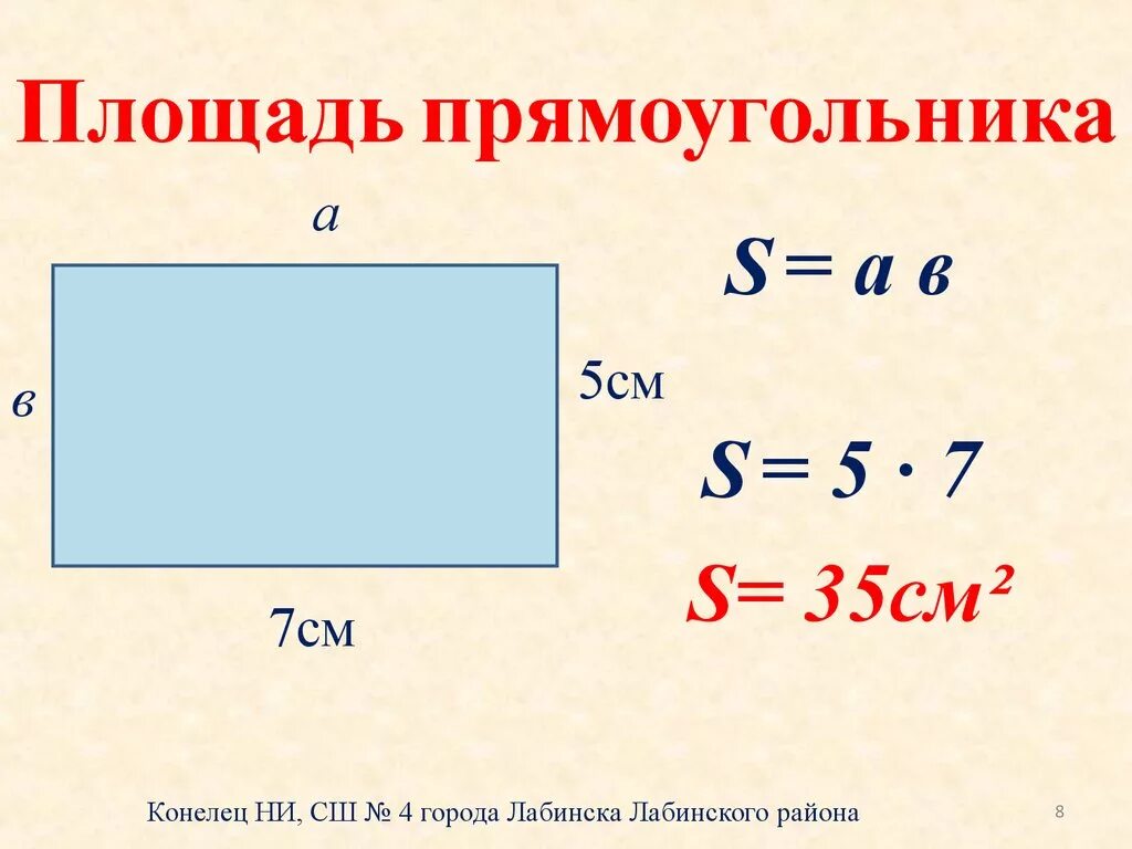 Площадь прямоугольника фото Величина площади прямоугольника