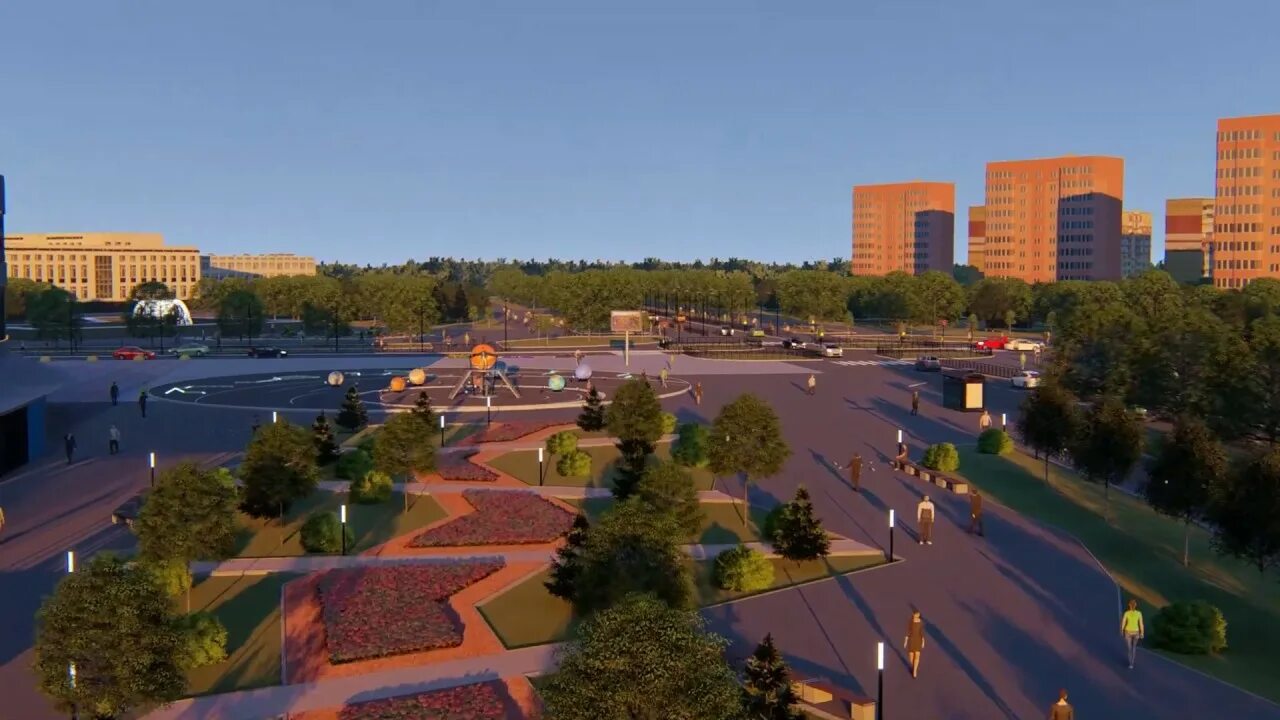 Площадь солнца в солнечном городе фото Square - Solar System (Площадь, солнечная система)/ SketchUp, 3dsMax, Lumion8, A