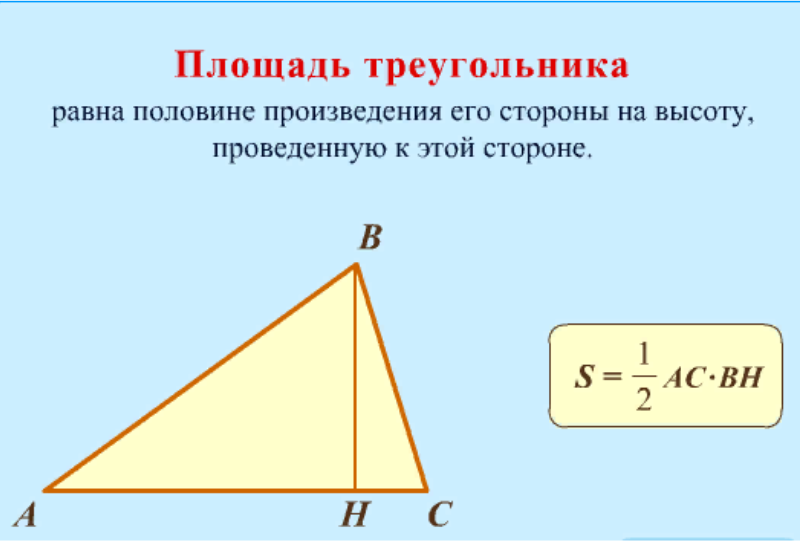 Площадь треугольника фото Площадь треугольника s 1 2 ah