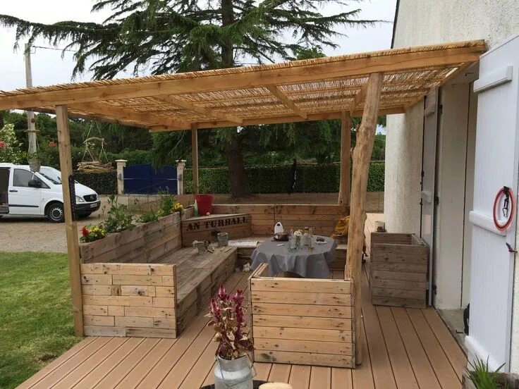 Площадка для беседки своими руками 15 Pallets Garden Set * 1001 Pallets Mobilier extérieur en palettes, Patio en pa