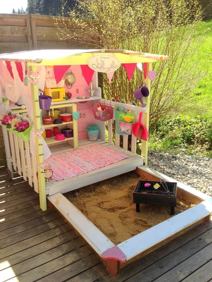 Площадка на дачу своими руками Security Check Required Diy sandbox, Backyard for kids, Backyard diy projects