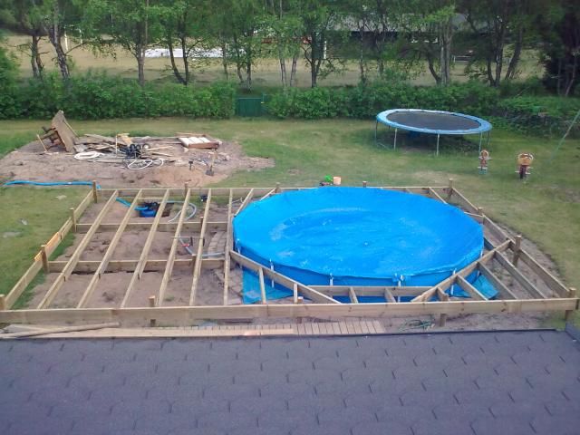 Площадка под бассейн на даче своими руками Bygga nedsänkt pool i trädäck... Byggahus.se Utomhusliv, Utomhus, Pool