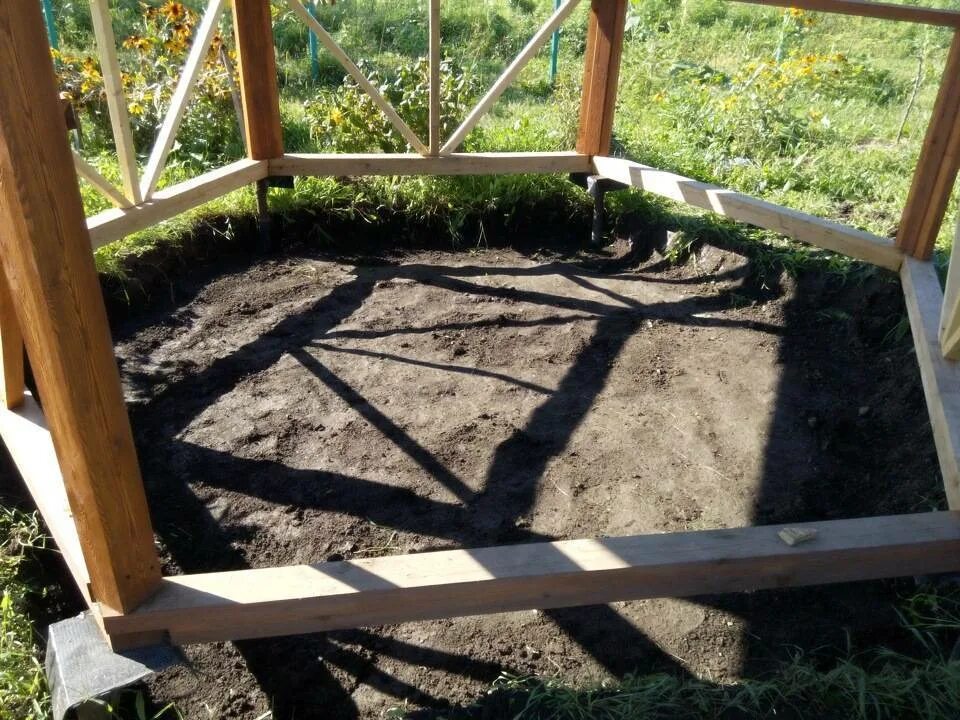 Площадка под беседку на даче своими руками Фундамент для беседки своими руками - учимся делать правильно!