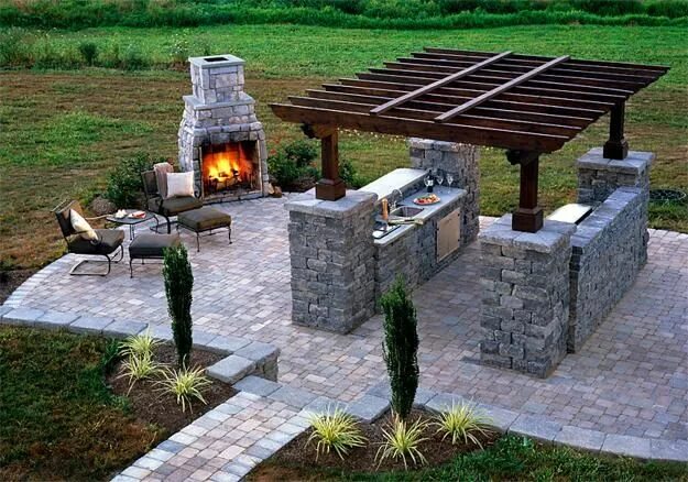 Площадка под мангал на даче своими руками Outdoor Living Spaces with Fireplaces, Modern Ideas, Backyard Design Tips Backya